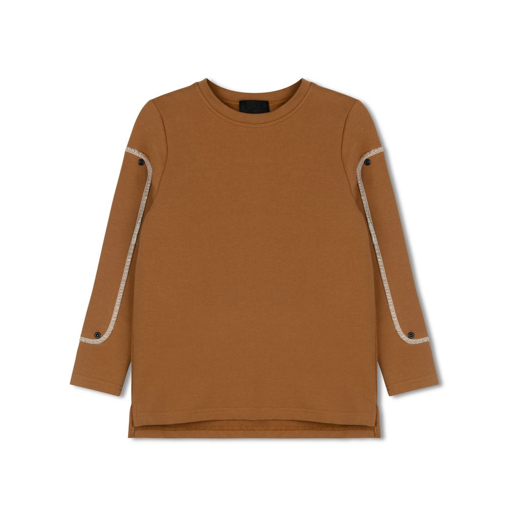 Byke Camel Denim Patch Crewneck
