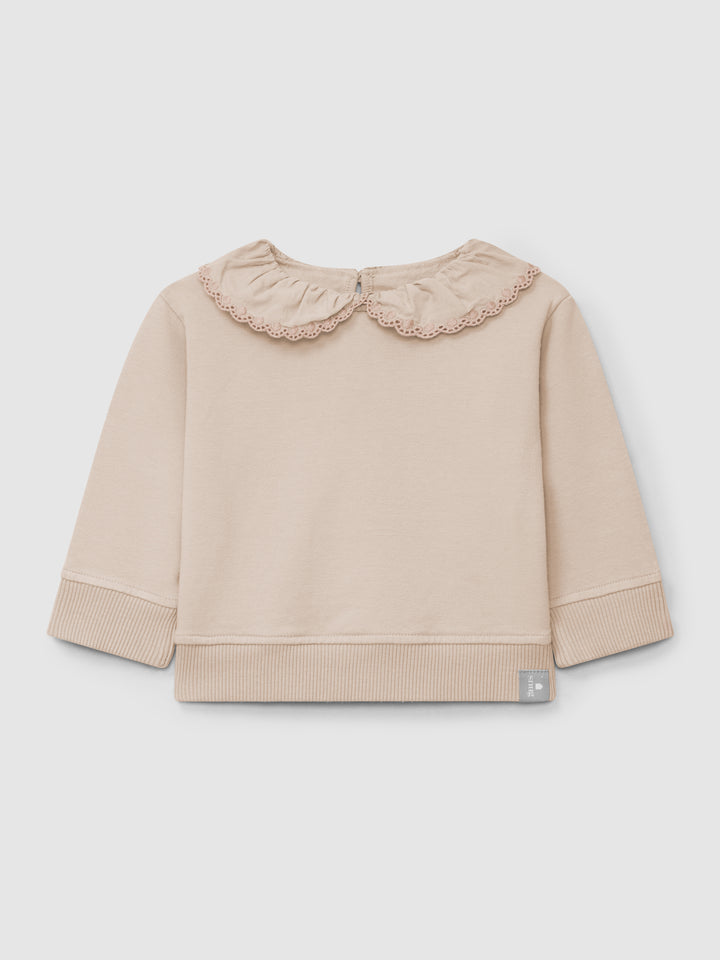 Snug Pale Pink Collar Sweatshirt
