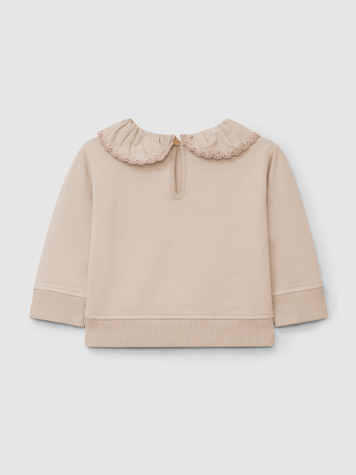 Snug Pale Pink Collar Sweatshirt