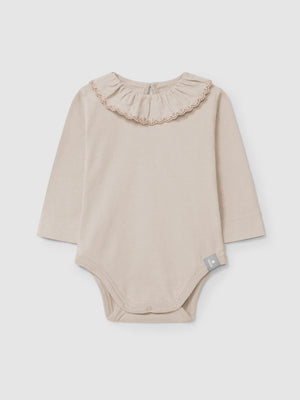 Snuf Pale Pink Ruffle Collar Bodysuit