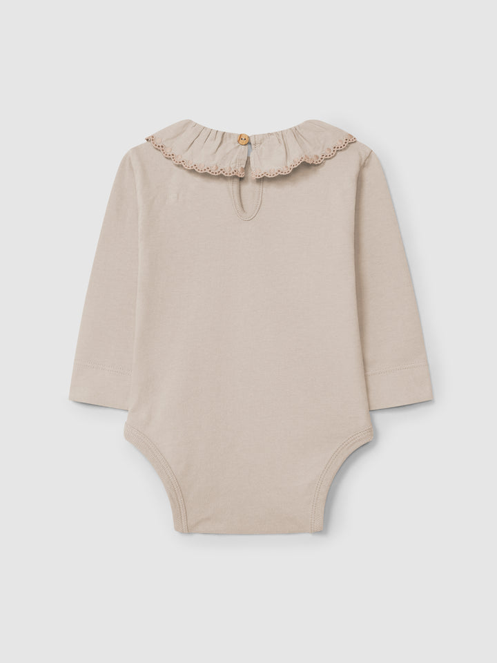 Snuf Pale Pink Ruffle Collar Bodysuit
