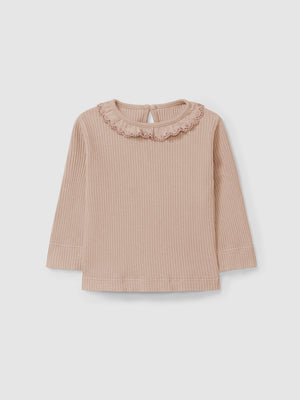 Snug Pink Ribbed Collar Legging Set