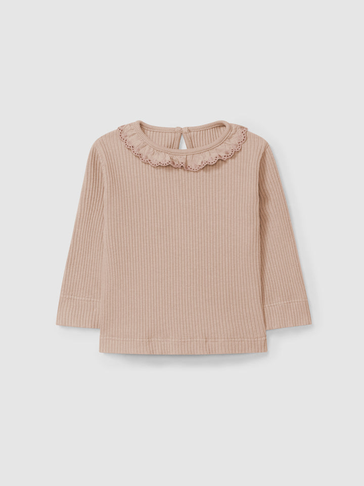Snug Pink Ribbed Collar Legging Set