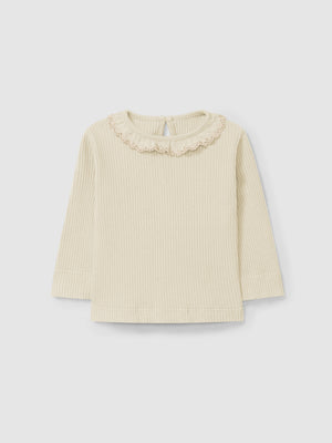 Snug Cream Ribbed Collar Legging Set