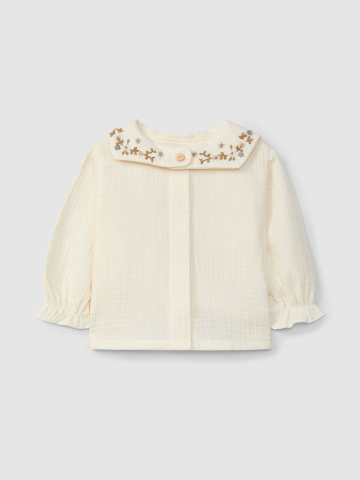 Snug Embroidered Collar Blouse