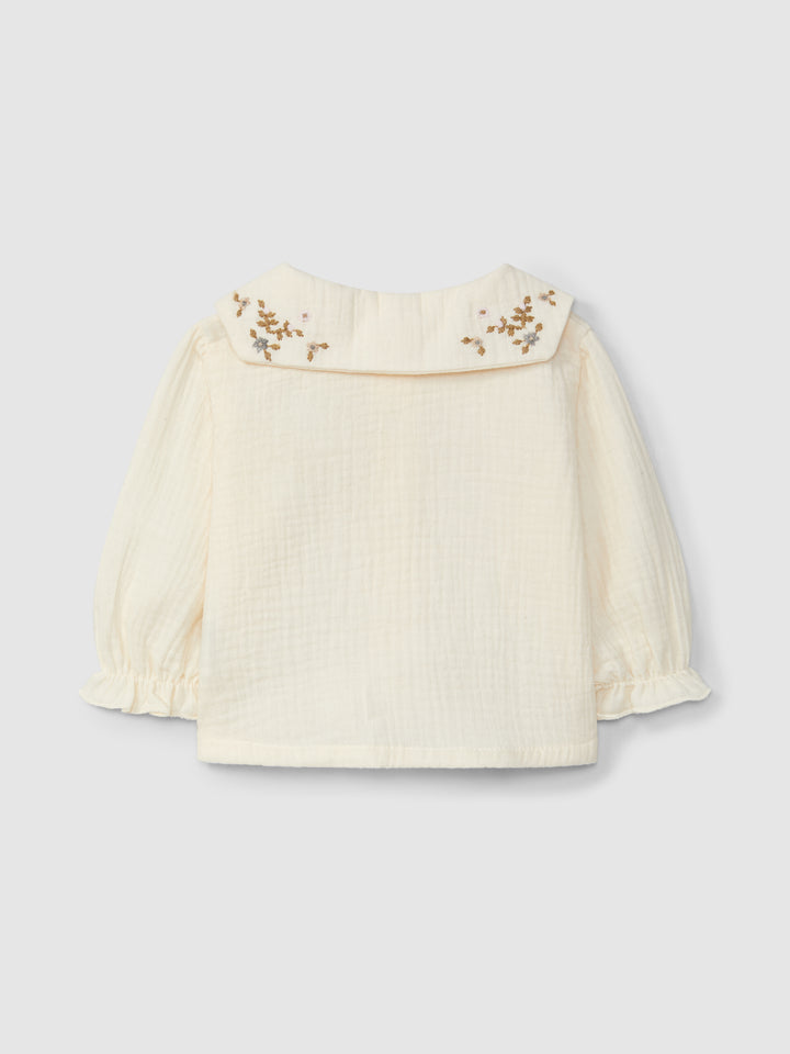 Snug Embroidered Collar Blouse