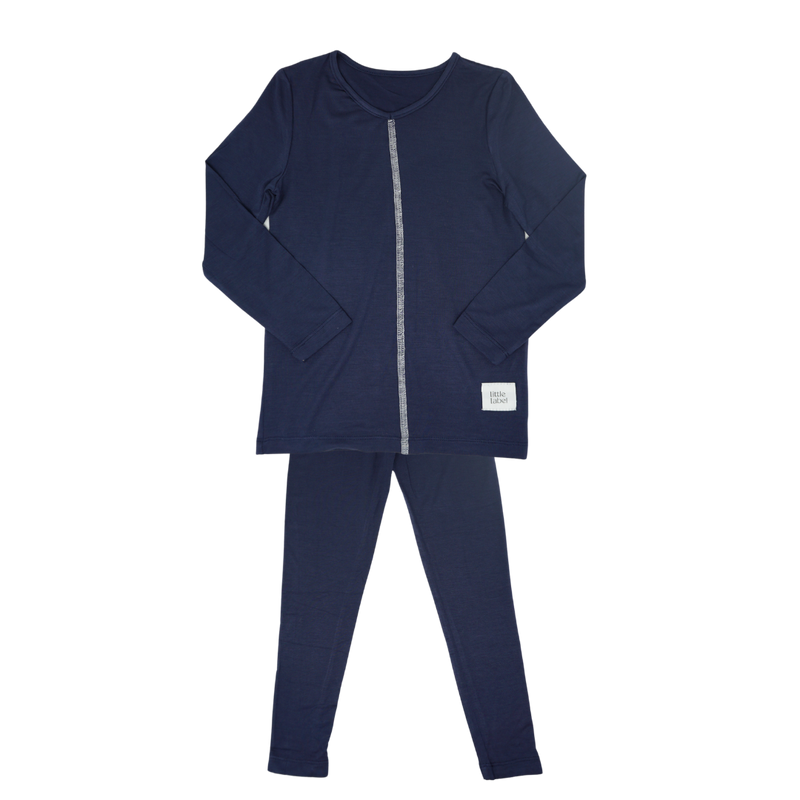 Little Label - Navy Classic Bamboo Stitch Pajamas