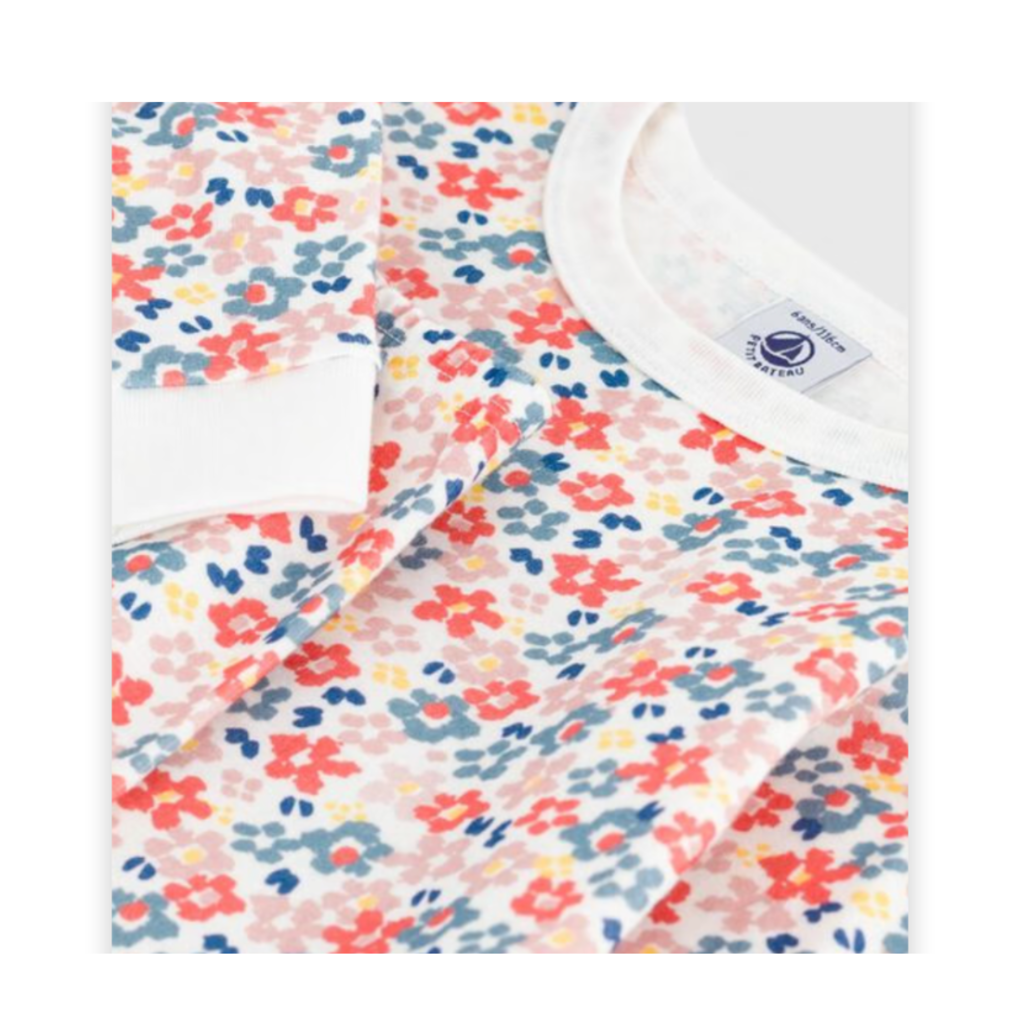 Petit Bateau - Girls Floral Print Slim-Fit Pajamas | Cotton Sleepwear