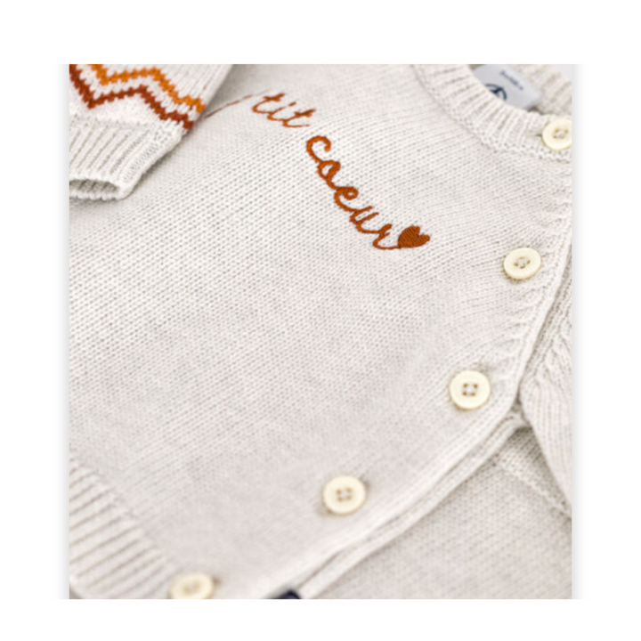 Petit Bateau | Two-Piece Knit Baby Set with Heart Print