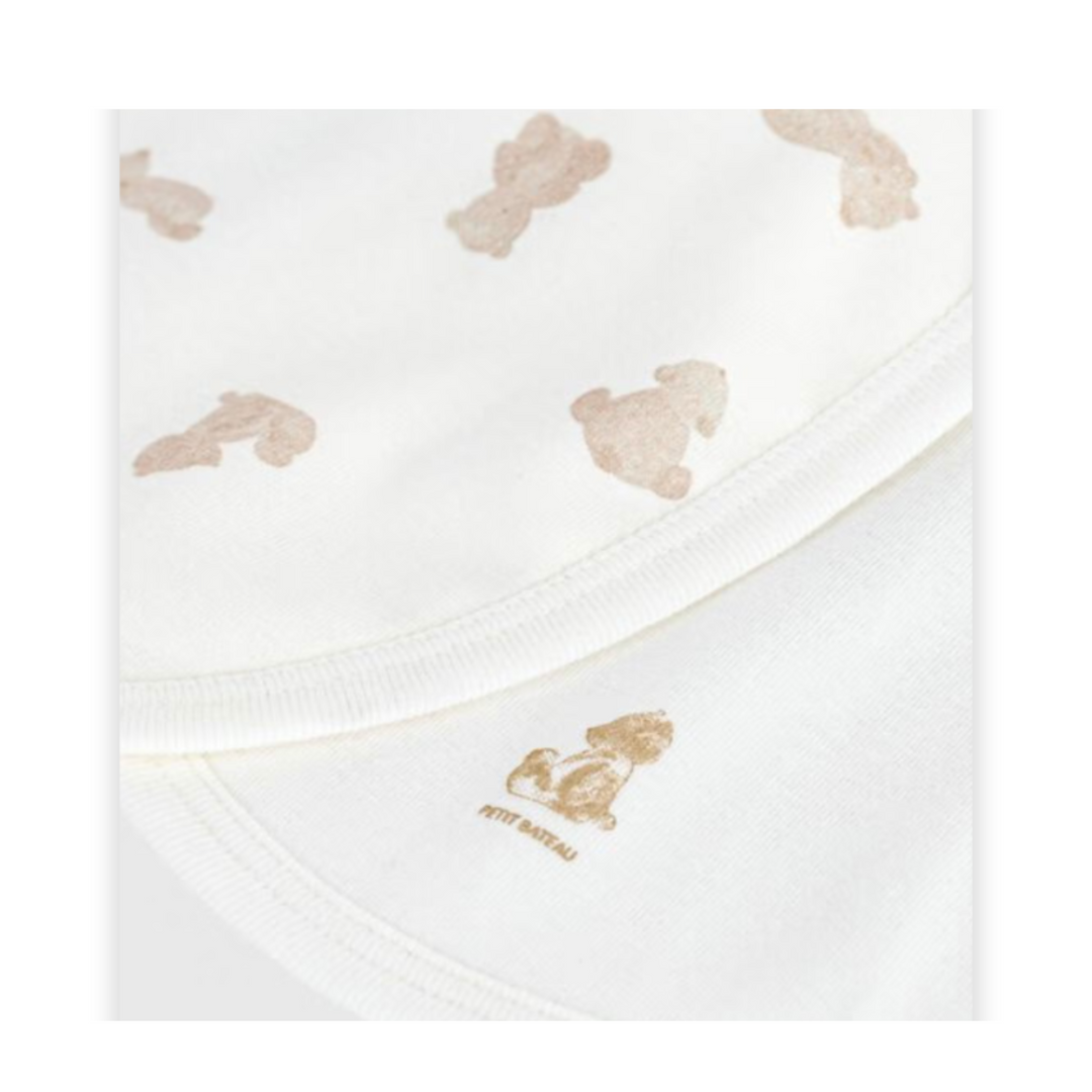 Petit Bateau | Bear Print Baby Bib Set