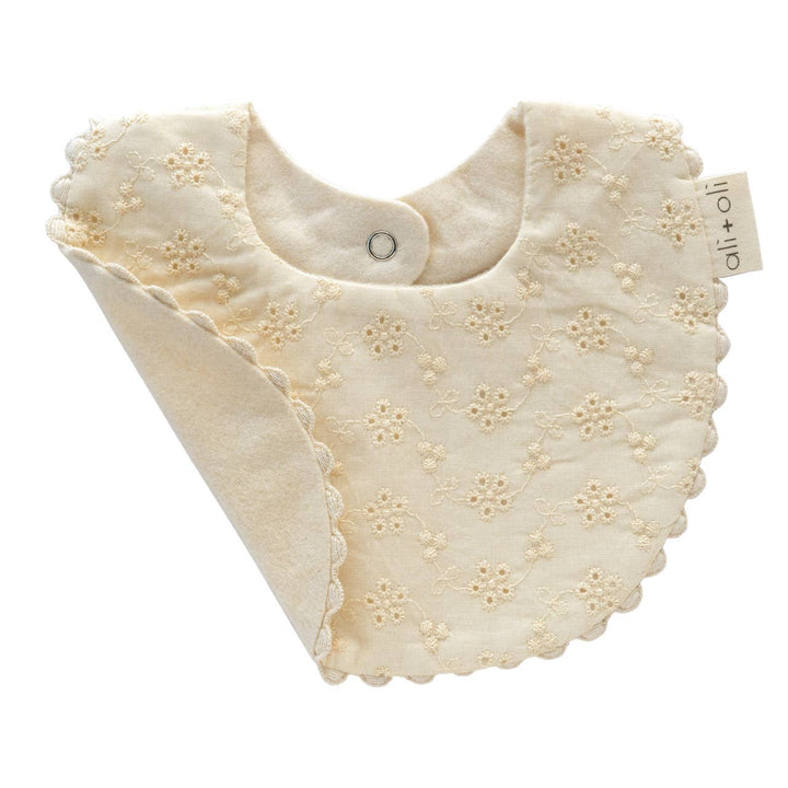 Ali+Oli - Cotton Baby Bib Double-Sided (Eyelet Flowers)