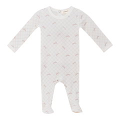 Fragile White Blossom Mesh Print Footie