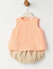 Teddy & Minou Baby Orange Gingham Set