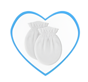 100% Cotton White Mittens for Baby 0-6 Months