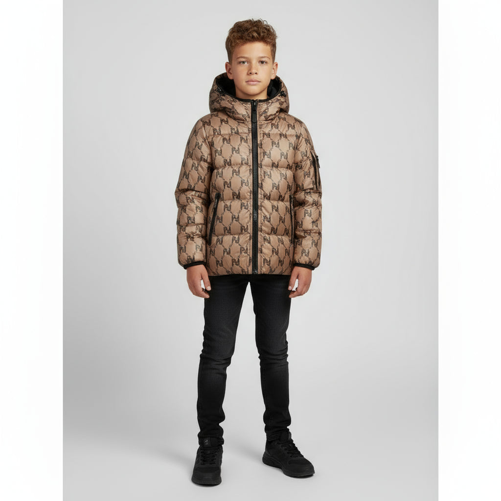 Pramie Reversible Black/Luggage Print Coat | 2-in-1 Stylish & Warm Outerwear for Boys