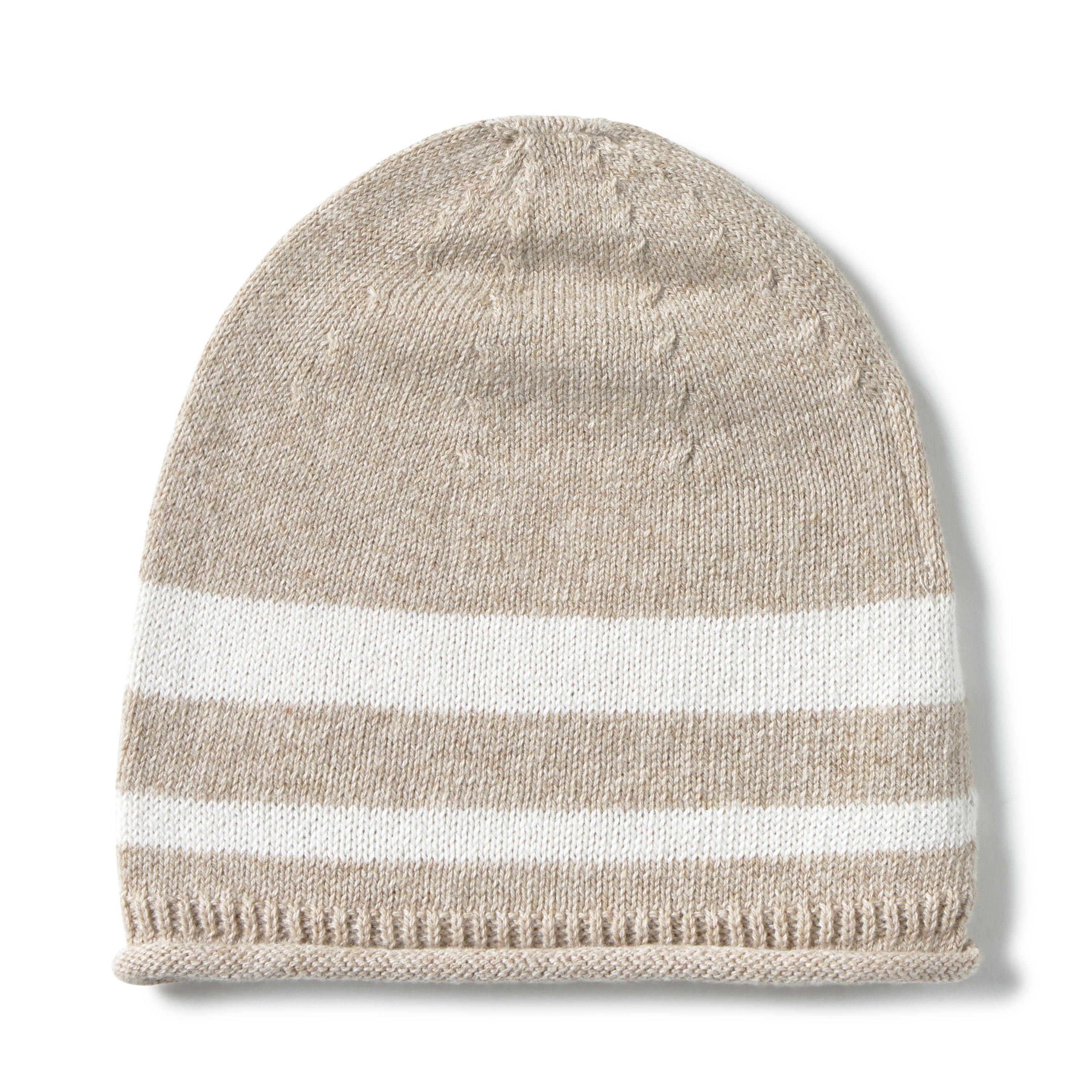 Li & Me striped knit baby hat in soft cotton, cozy newborn beanie for fall and winter