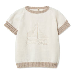 Li & Me embroidered knit baby top in soft cotton, cozy long sleeve shirt for infants and toddlers