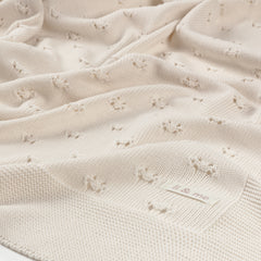Li & Me patterned knit baby blanket in soft cotton, cozy newborn receiving blanket for nursery and stroller