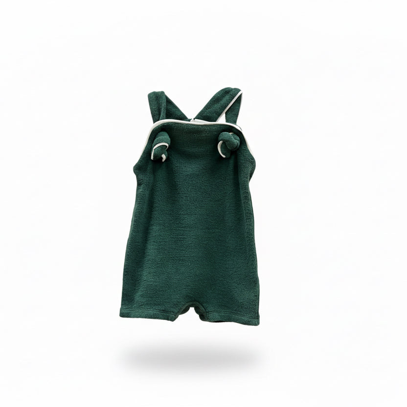Antebies Baby Terry Piped Knot Romper- T FT 29574