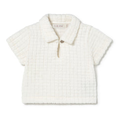 Li & Me baby terry polo shirt in soft cotton, breathable short sleeve summer top for infants and toddlers