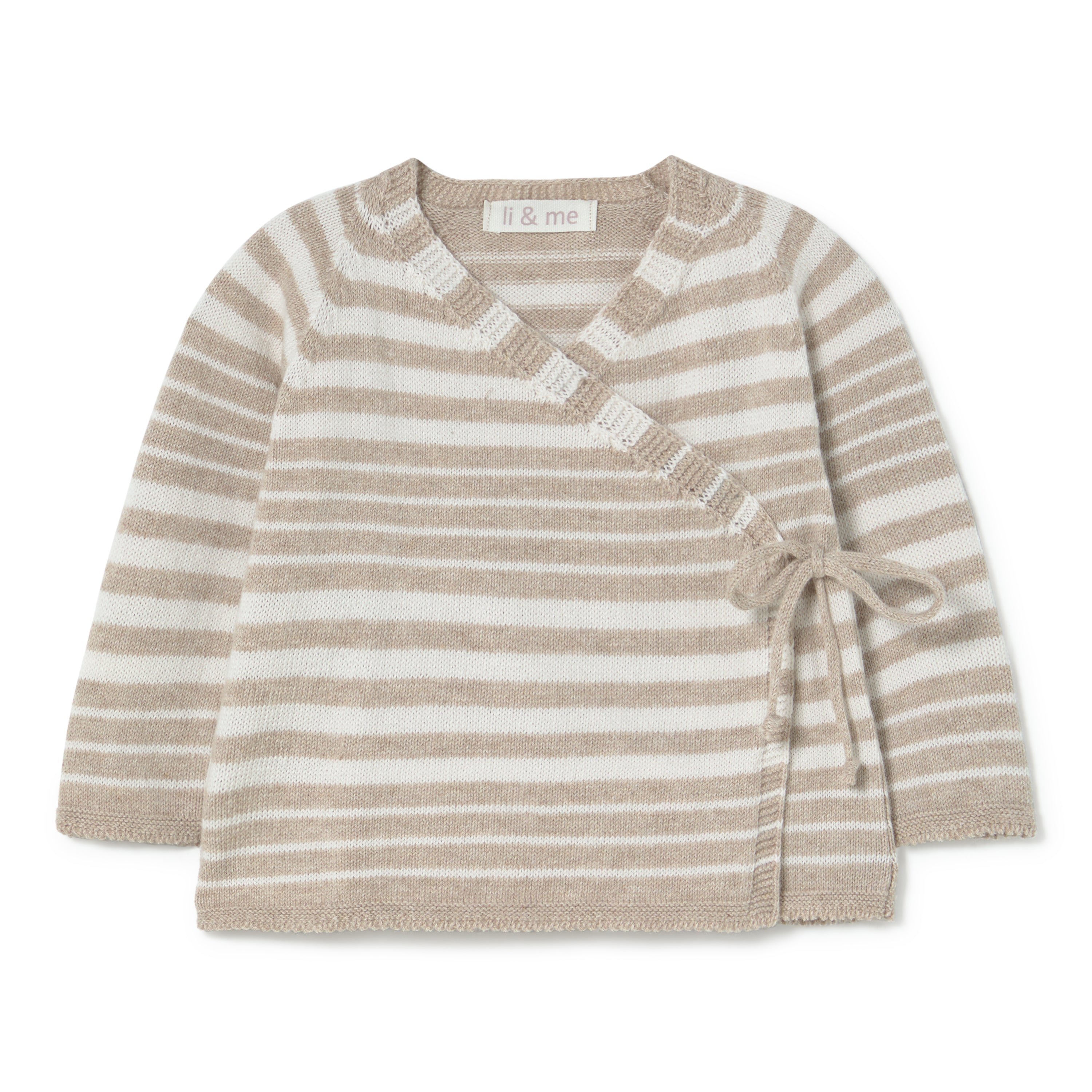 Li & Me striped knit baby kimono in soft cotton, cozy newborn wrap top for infants