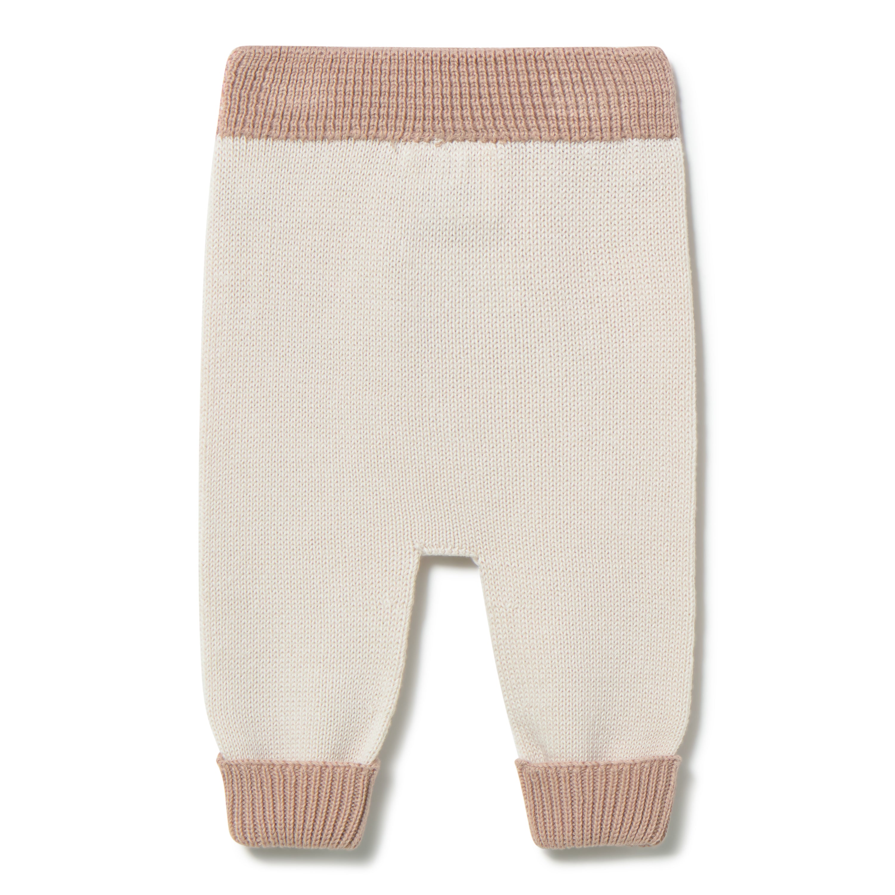 Li & Me baby knit trousers in soft cotton, cozy elastic waist pants for infants and toddlers
