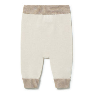 Li & Me baby knit trousers in soft cotton, cozy elastic waist pants for infants and toddlers