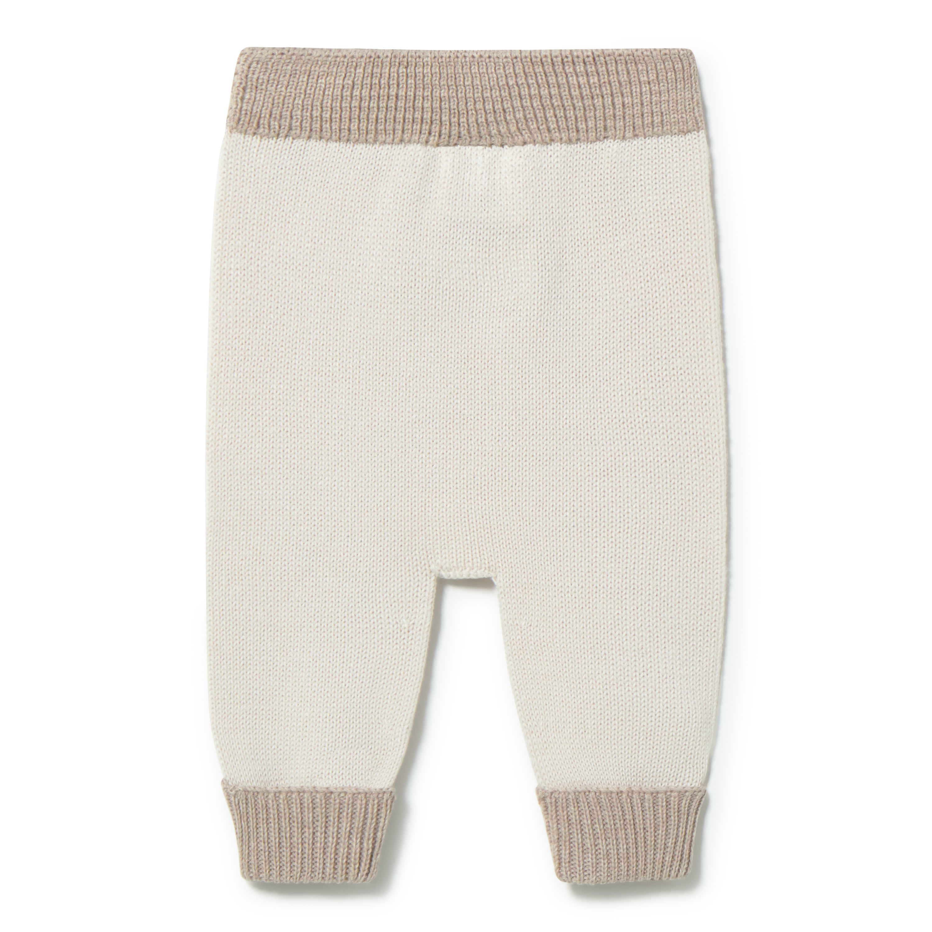 Li & Me baby knit trousers in soft cotton, cozy elastic waist pants for infants and toddlers