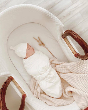 Stroller Society - Baby Blankets - Baby Swaddles - Baby Blanket for Girls, Boys: White / Swaddle and Hat