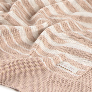 Li & Me irregular striped knit baby blanket in soft cotton, cozy newborn receiving blanket for nursery and stroller