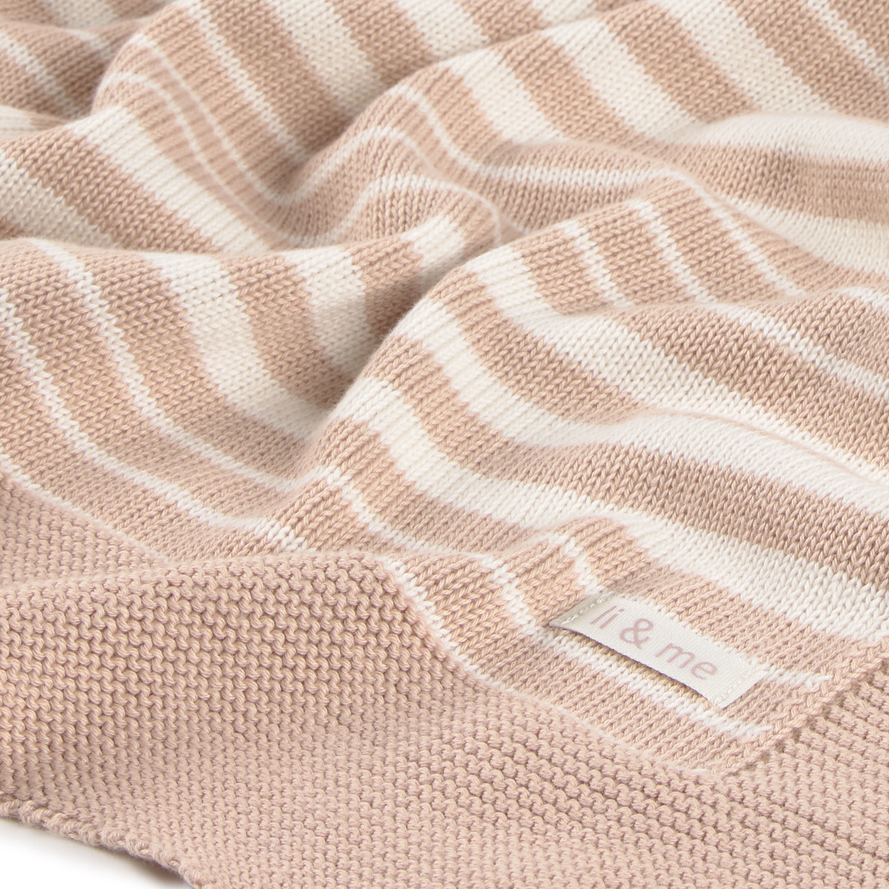 Li & Me irregular striped knit baby blanket in soft cotton, cozy newborn receiving blanket for nursery and stroller