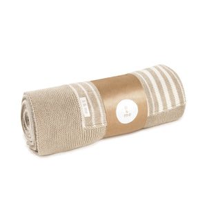 Li & Me irregular striped knit baby blanket in soft cotton, cozy newborn receiving blanket for nursery and stroller