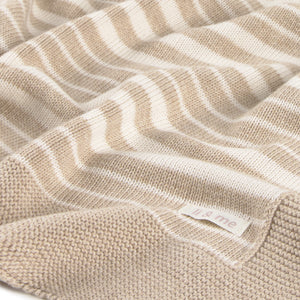 Li & Me irregular striped knit baby blanket in soft cotton, cozy newborn receiving blanket for nursery and stroller