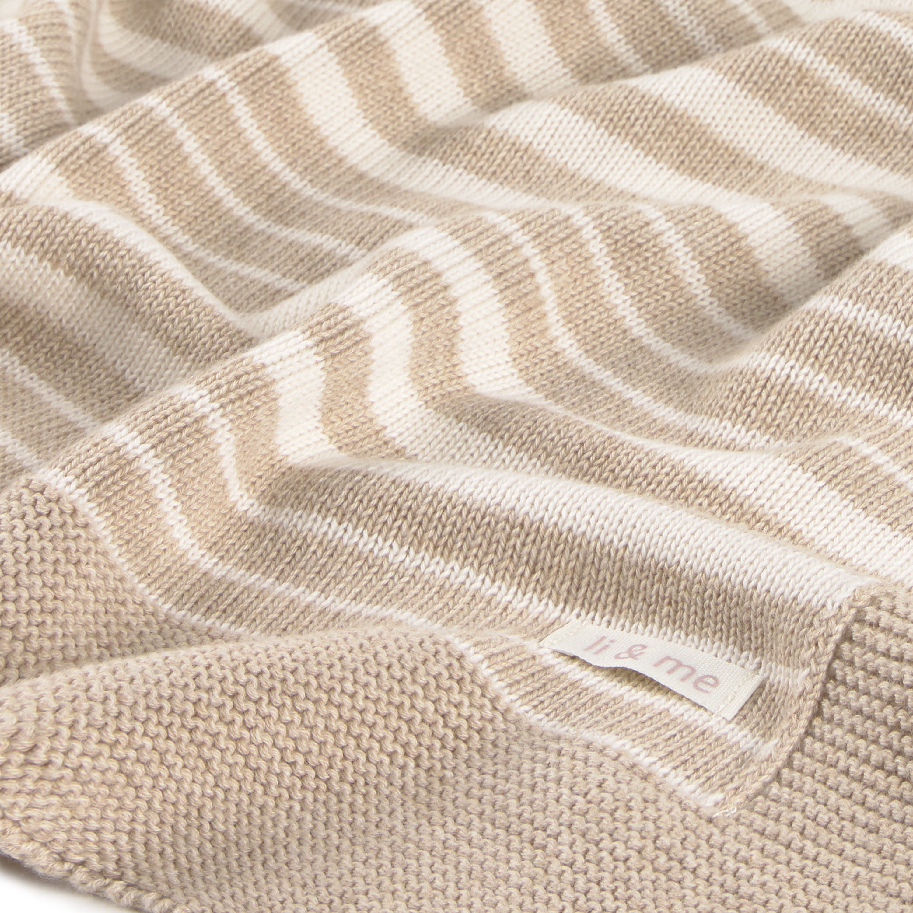 Li & Me irregular striped knit baby blanket in soft cotton, cozy newborn receiving blanket for nursery and stroller