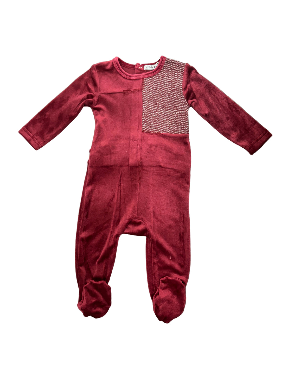 Little Lux Herringbone/Velour Footie