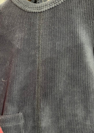 Maniere Slate Ribbed Velour Footie