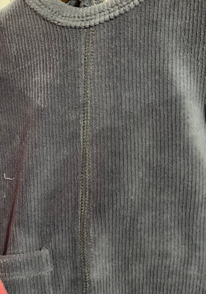 Maniere Slate Velour Ribbed Footie + Beanie