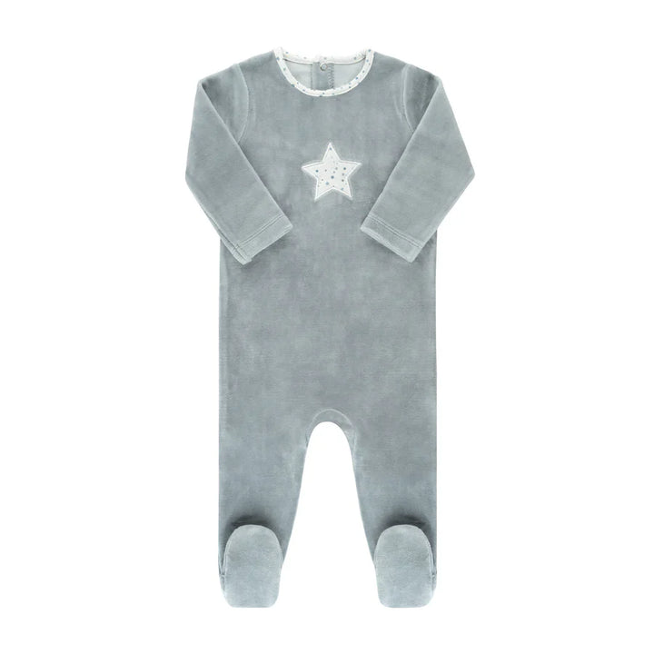 Ely's & Co Blue Velour Star Footie