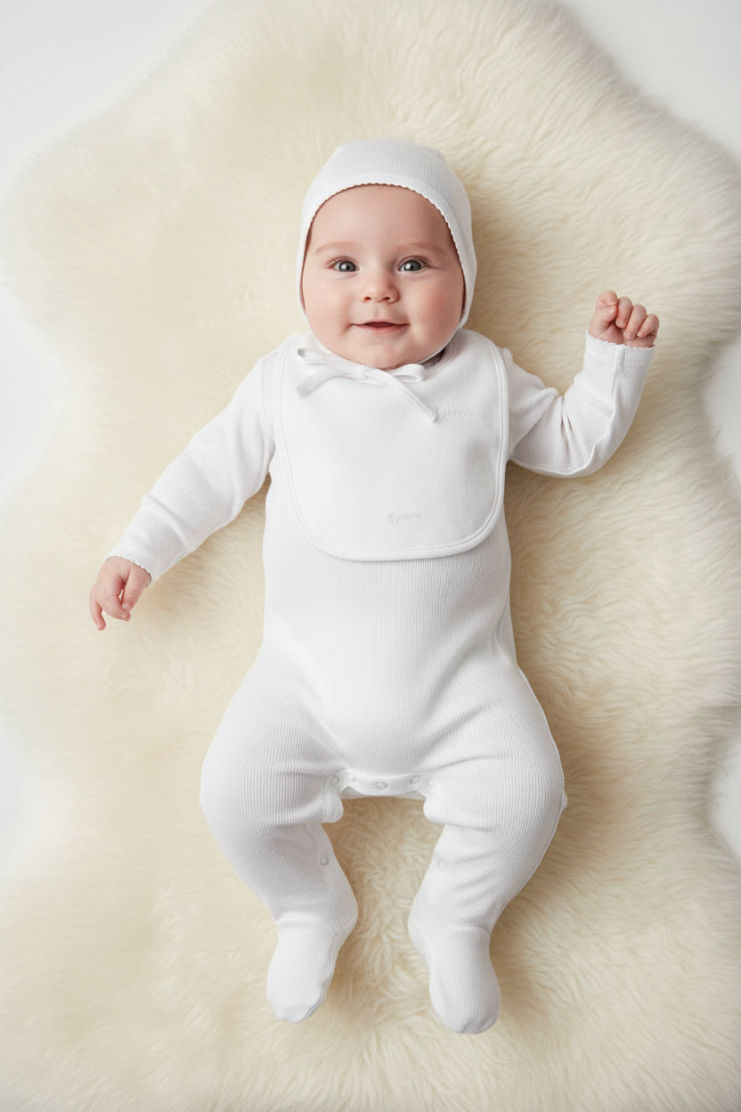 parni ivory ribbed pico footie