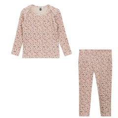 Little Fragile Pink/Taupe Print Rib 2 Pc Long Set