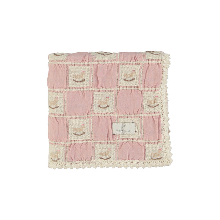 Bebe Organic Blush Rocking Horse Patchwork Blanket