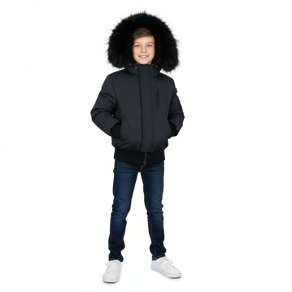 Pramie Navy Boys Down Jacket (2–16Y) | Premium Matte Kids’ Winter Outerwear
