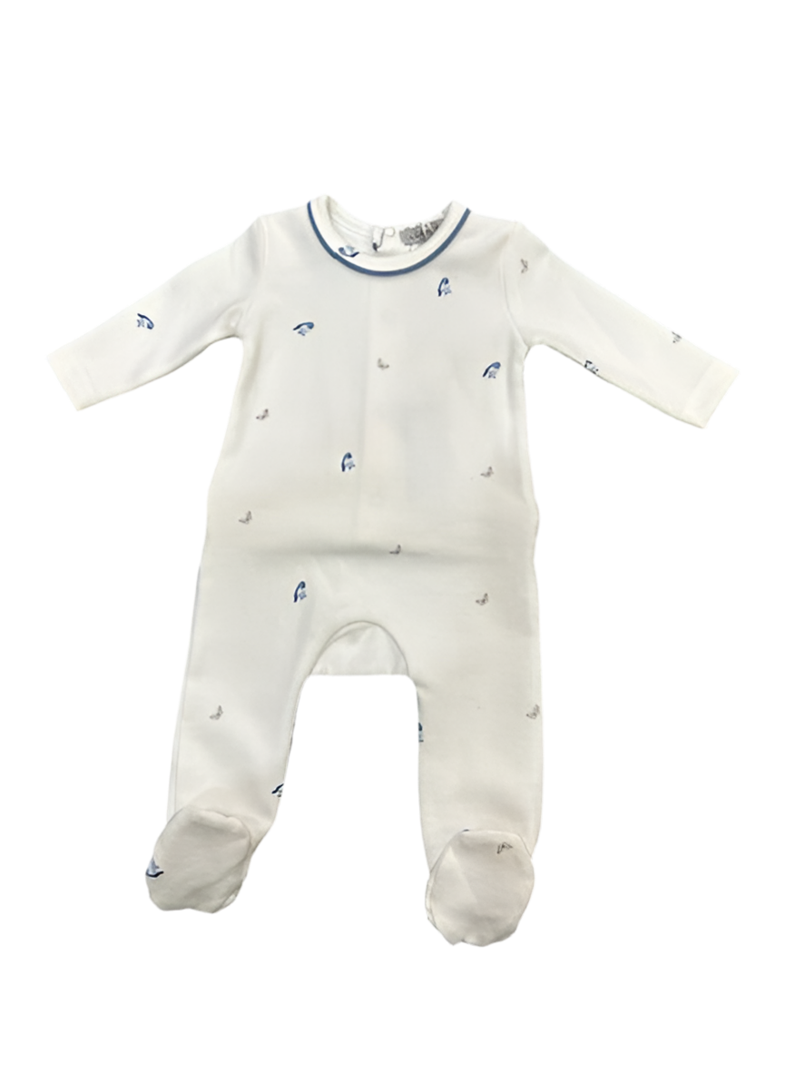 BUTTERFLY BIRDS PRINT FOOTIE + BONNET