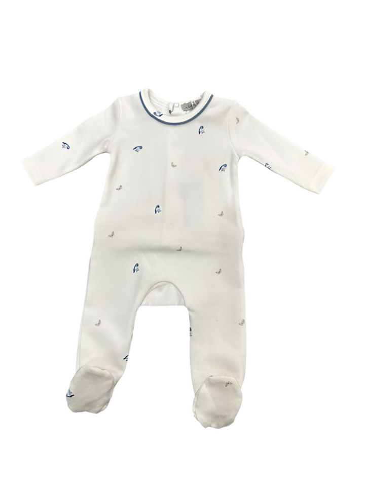 BUTTERFLY BIRDS PRINT FOOTIE + BONNET