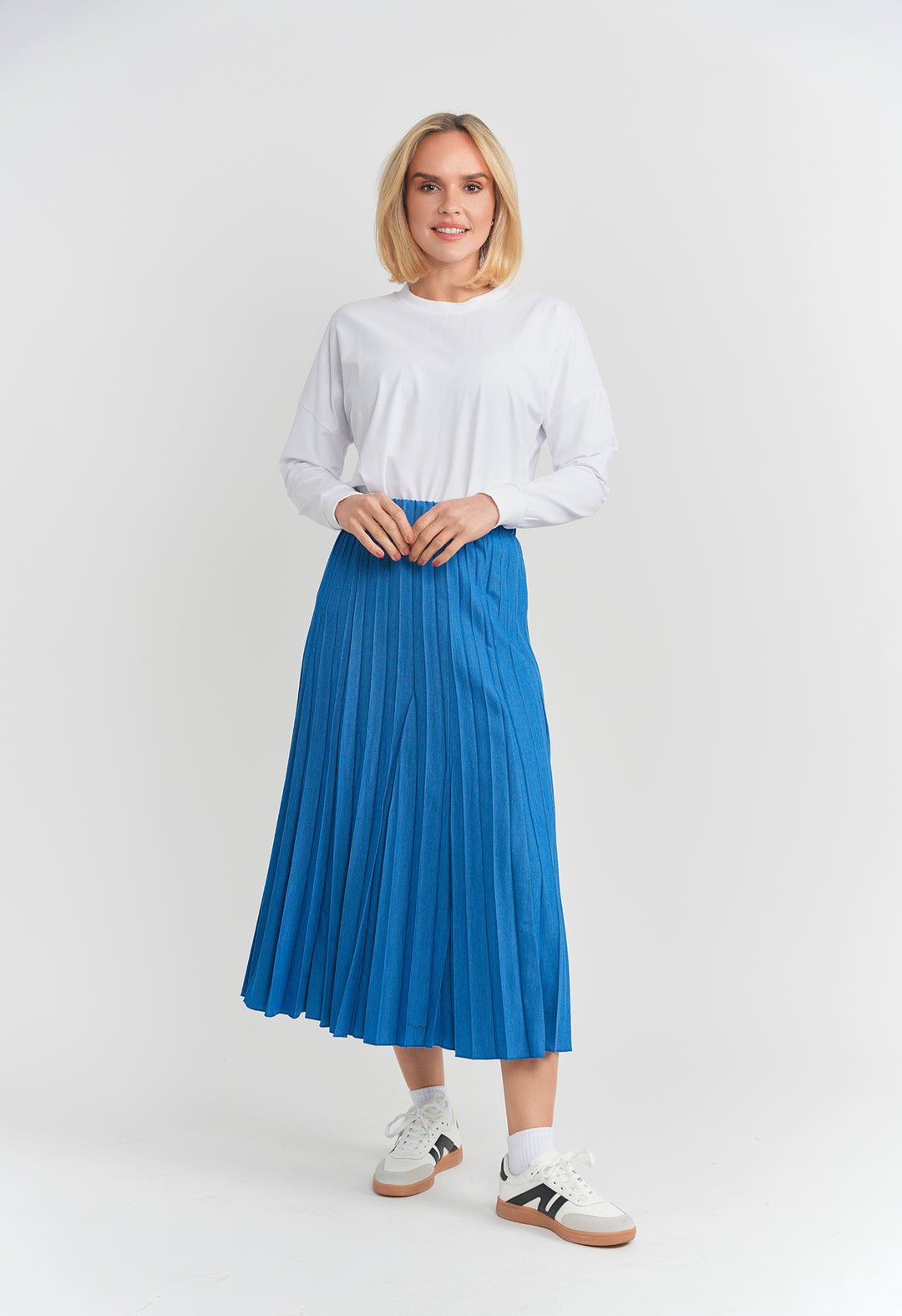 Aspect - Teen Denim Midi Length Crinkle Pleating Skirt