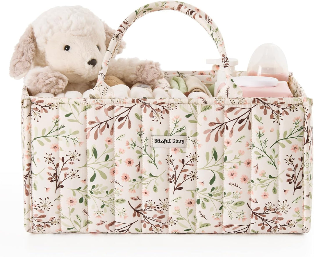 Beautiful Floral Print Diaper Caddy - A Perfect Baby Shower Gift & Nursery Decor