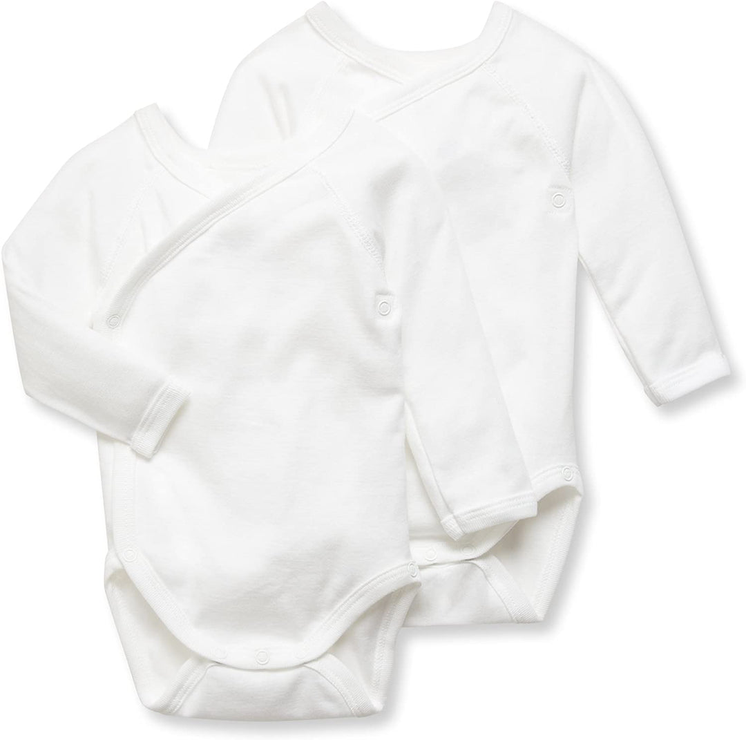 Petit Bateau® Baby Organic Cotton Long Sleeve Crossover  Bodysuit (Pack of 2)