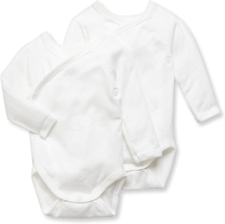 Petit Bateau® Baby Organic Cotton Long Sleeve Crossover  Bodysuit (Pack of 2)