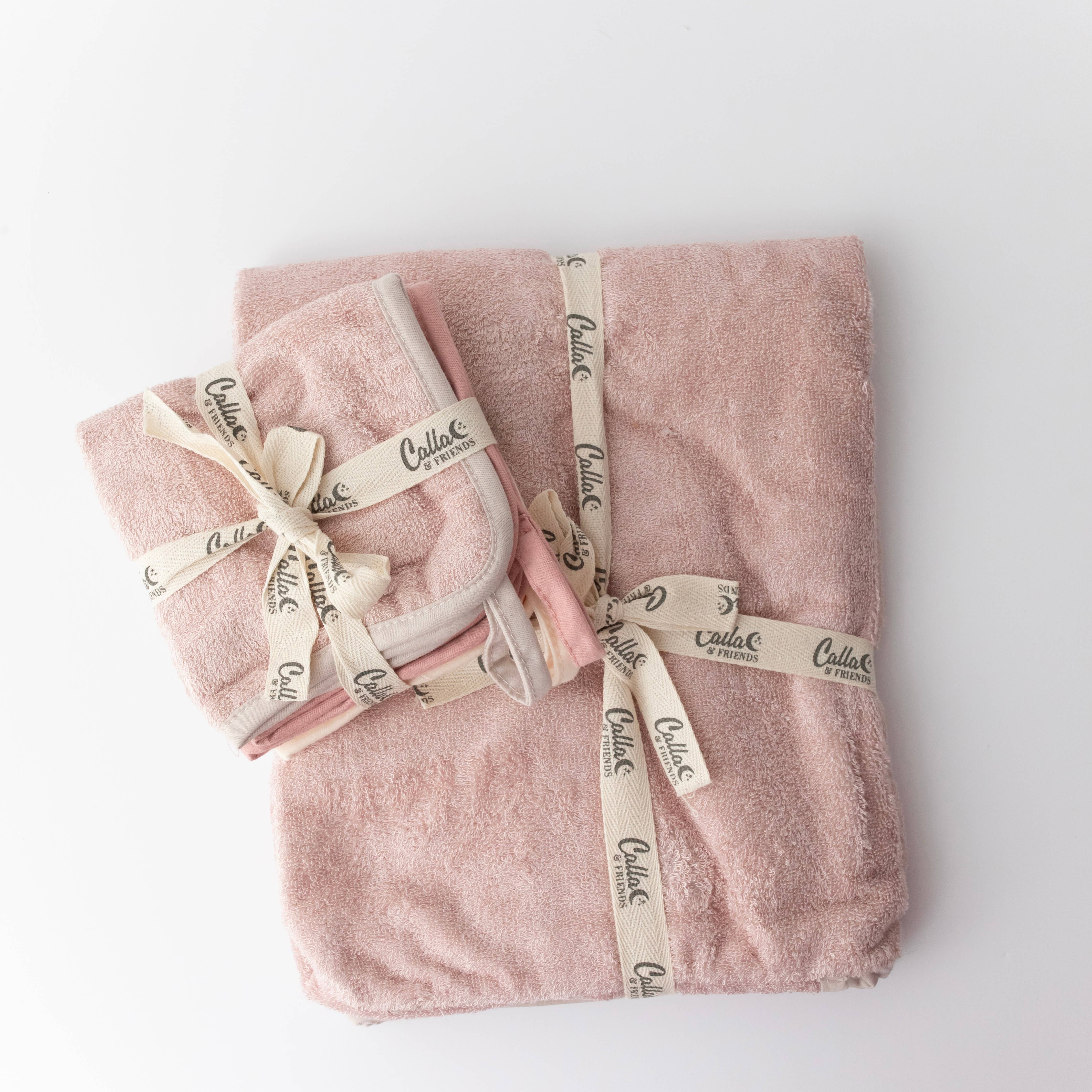 Calla & Friends - Hooded Bath Towel: Petal Pink