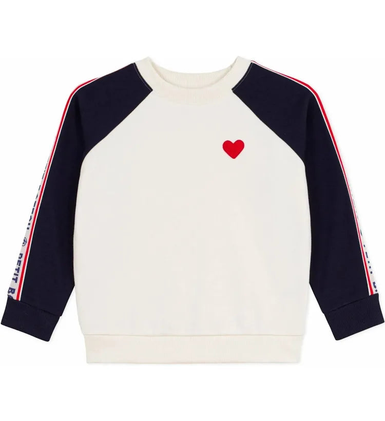 Petit Bateau - Girl Sweatshirt With Heart And Logo